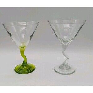 Vintage MCM Z Stem Martini Glasses By Libbey Set Of 2